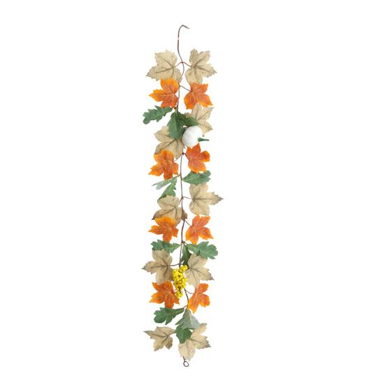 100/175CM Artificial Maple Leaf Garland UV Resistant Fall Halloween Thanksgiving Day Harvest Festival Autumn Mantle Porch Indoor Outdoor Decoration