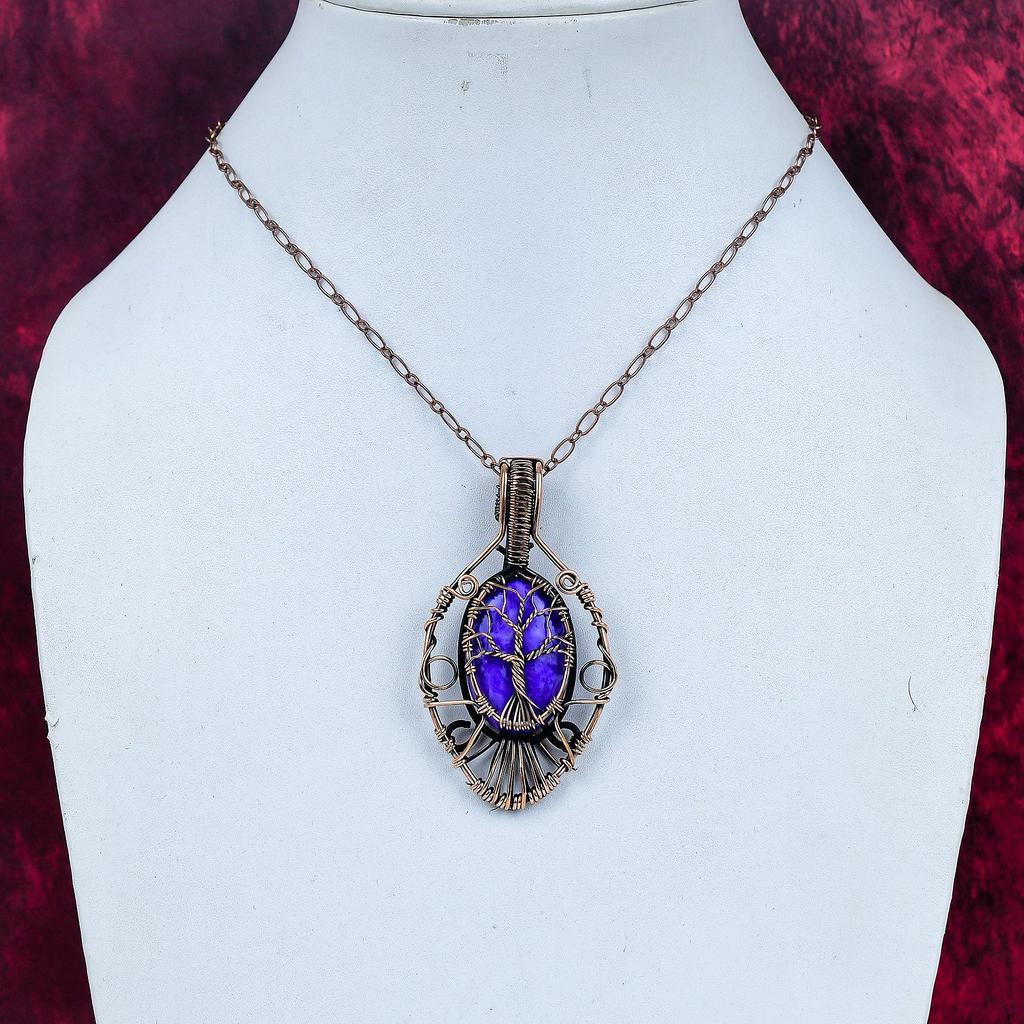 Tree Of Life Charoite Pendant Handmade Jewelry Copper Wire Wrap Gemstone Pendant