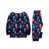 Family Matching Halloween Print Loungewear Set with Long Sleeve Top and Pants for Couples and Kids