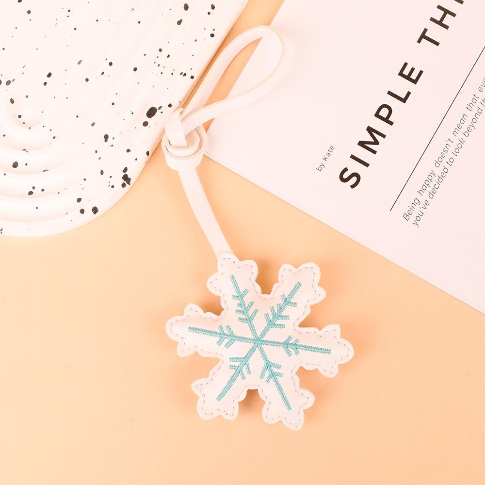 Snowman Leather Santa Claus Keychain Cartoon Pu Bag Pendant Xmas Key Ring Holiday Present
