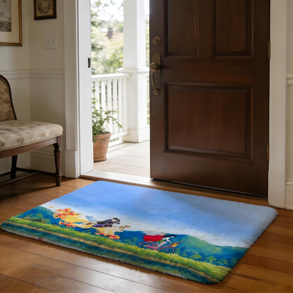 

Floor Mat Soft Flannel Rug Non Slip Absorbent Mat for Bathroom Bedroom Home Decor I Inuyasha 50x80cm