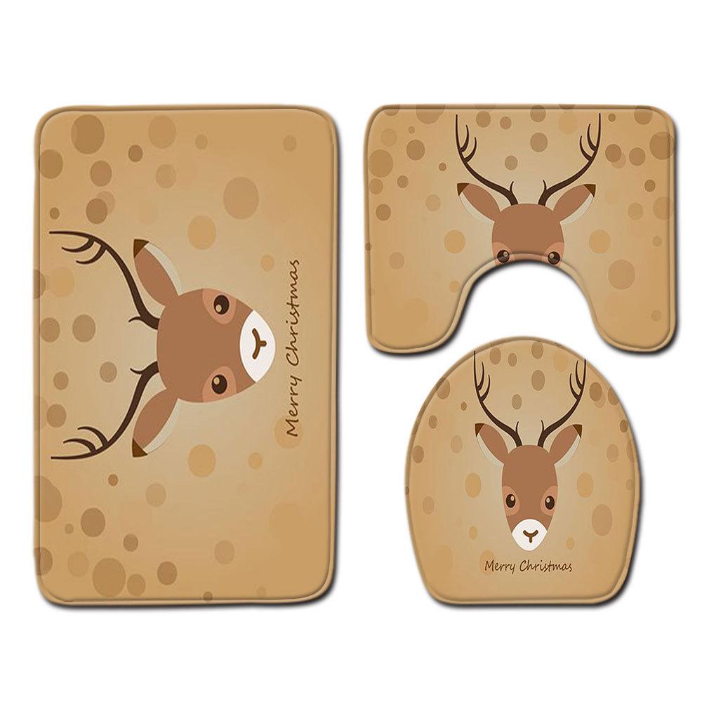 Christmas Bathroom Floor Mat Toilet Three-Piece Set