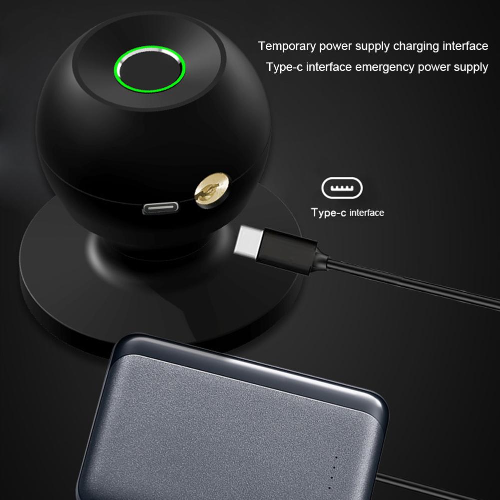 Fingerprint Door Lock Rechargeable Smart Door Knob Biometric Door Lock with Keys TUYA App Control for Bedrooms Cloakroom