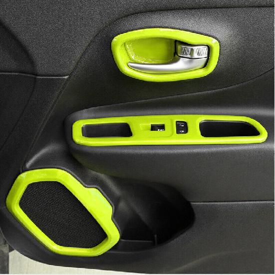 For Jeep Renegade 15-2023 Light Green Inner Door Handle Bowl Frame Trim 4pcs