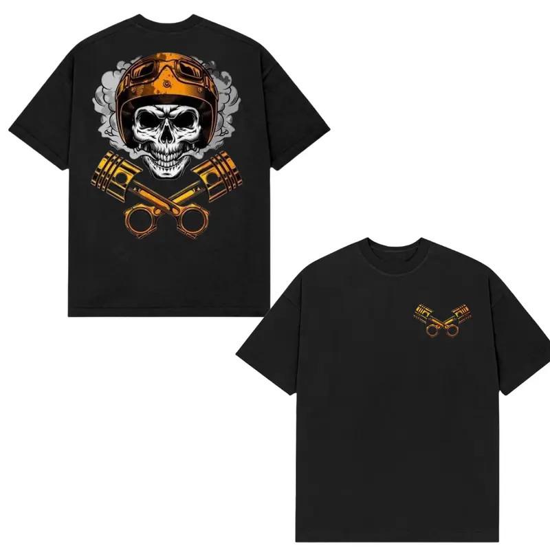 Skull Biker Engine T-Shirt ? Motorcycle Rider Mechanic Graphic Tee S разноцветный