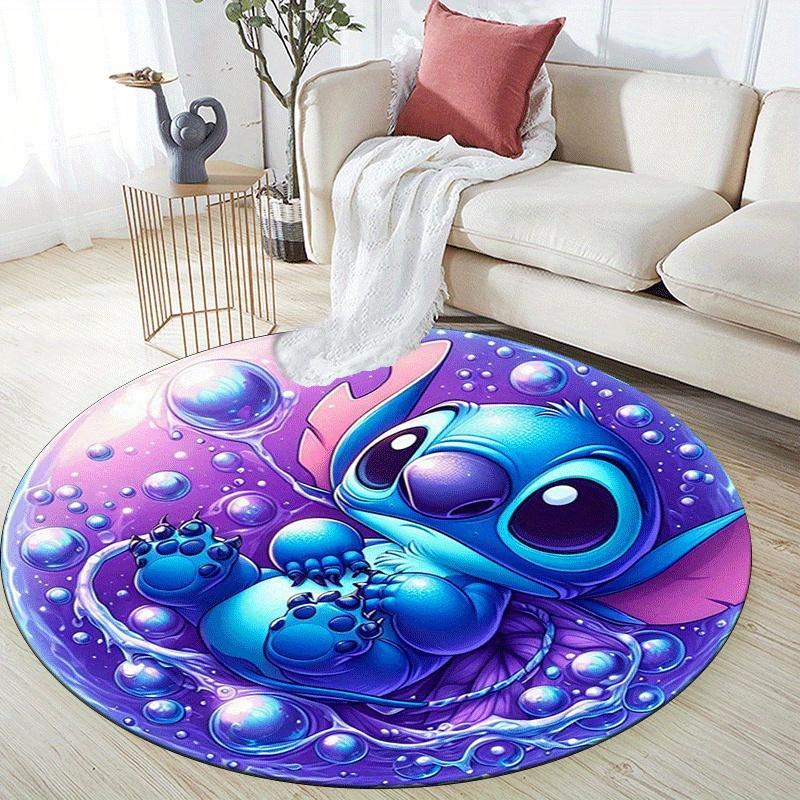 1pc Stitch Round Area Rug - Non-Slip, Machine Washable Polyester Carpet for Living Room & Bedroom Decor
