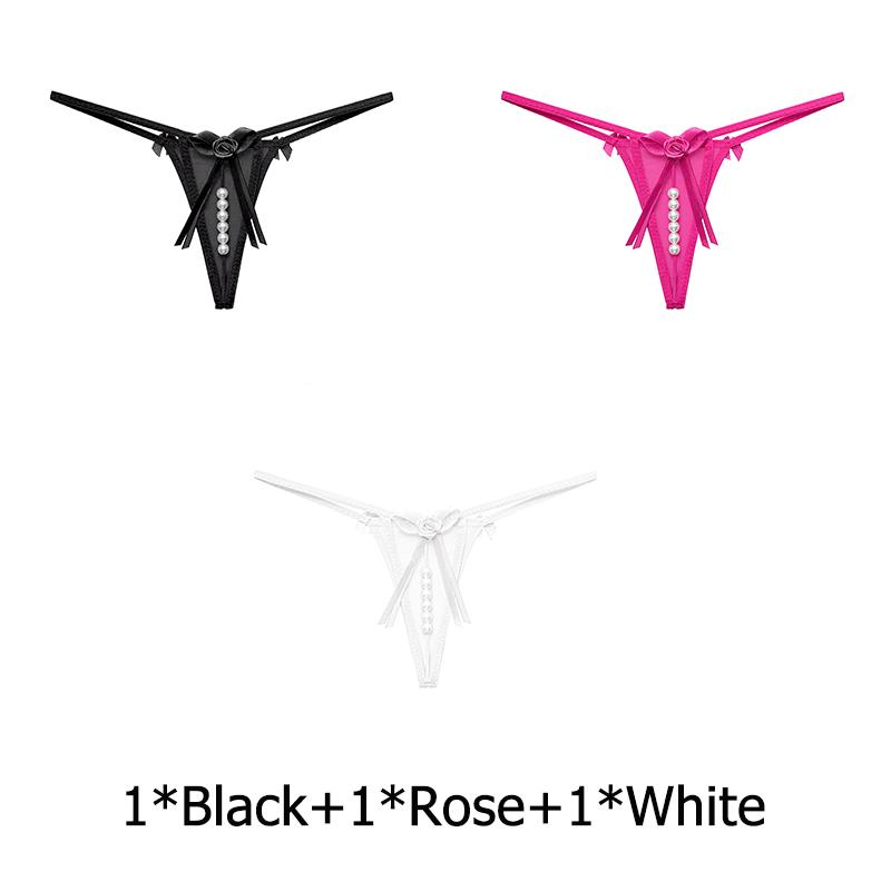 Sexy Bow Beading Lingerie Female Underwear Women's Panties Solid Low Waist G-string Thongs Ladies
