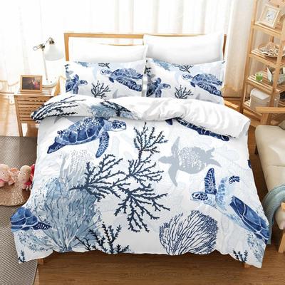 Set Copripiumino Tartaruga Marina Federe Animale Marino Tartaruga Set Biancheria da Letto Queen Twin Bambini Tessili per la Casa Mappa Corallo Copripiumino King