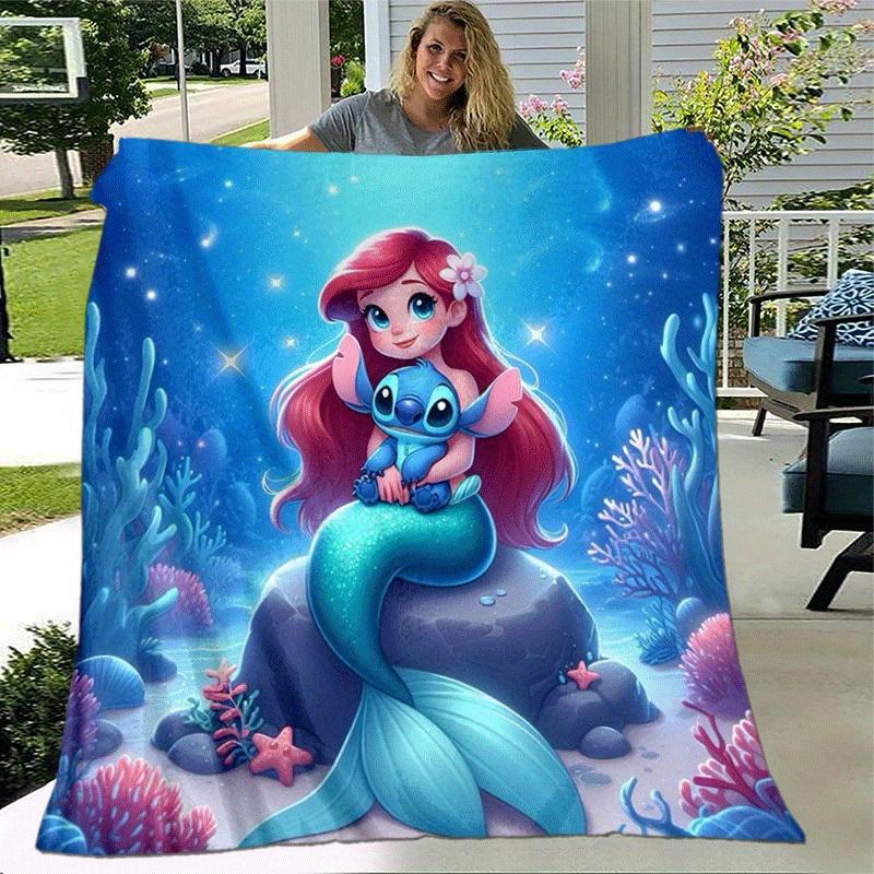 1pc Mermaid Printing Blanket - Soft, All-Season Throw for Living Room, Bedroom,Travel