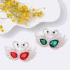 Elegant Small Swan Brooches with Rhinestones Unique Swan Pin Unisex Pins Alloy Texture Suitable for Fashionable Outfits