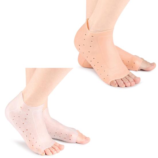 1 Pair Heel Protector Cover Plantar Fasciitis Blister Cracked Heels Spurs Pain Relief Non-slip Breathable Men Women Heel Guard Sleeve