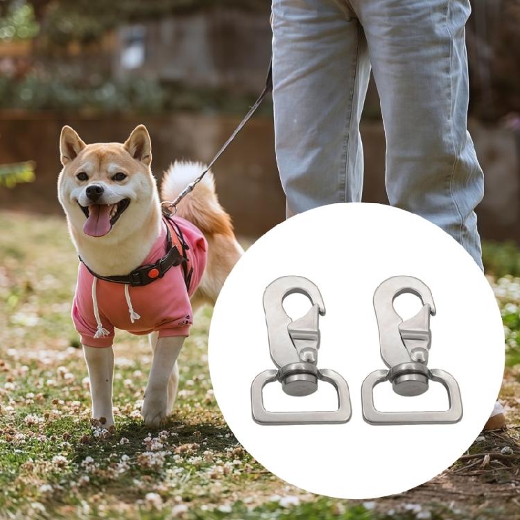 Pack of 2 Practical Stable Rotating Leashes Connector Stainless Steel Texture for Active Pet Outdoor Applications