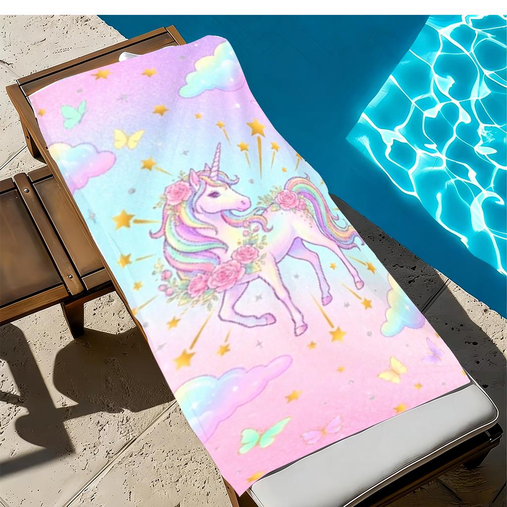 Unicorn Microfiber Beach Towel Extra Large Soft Absorbent Bath Towel for Swimming Travel Surfing Camping