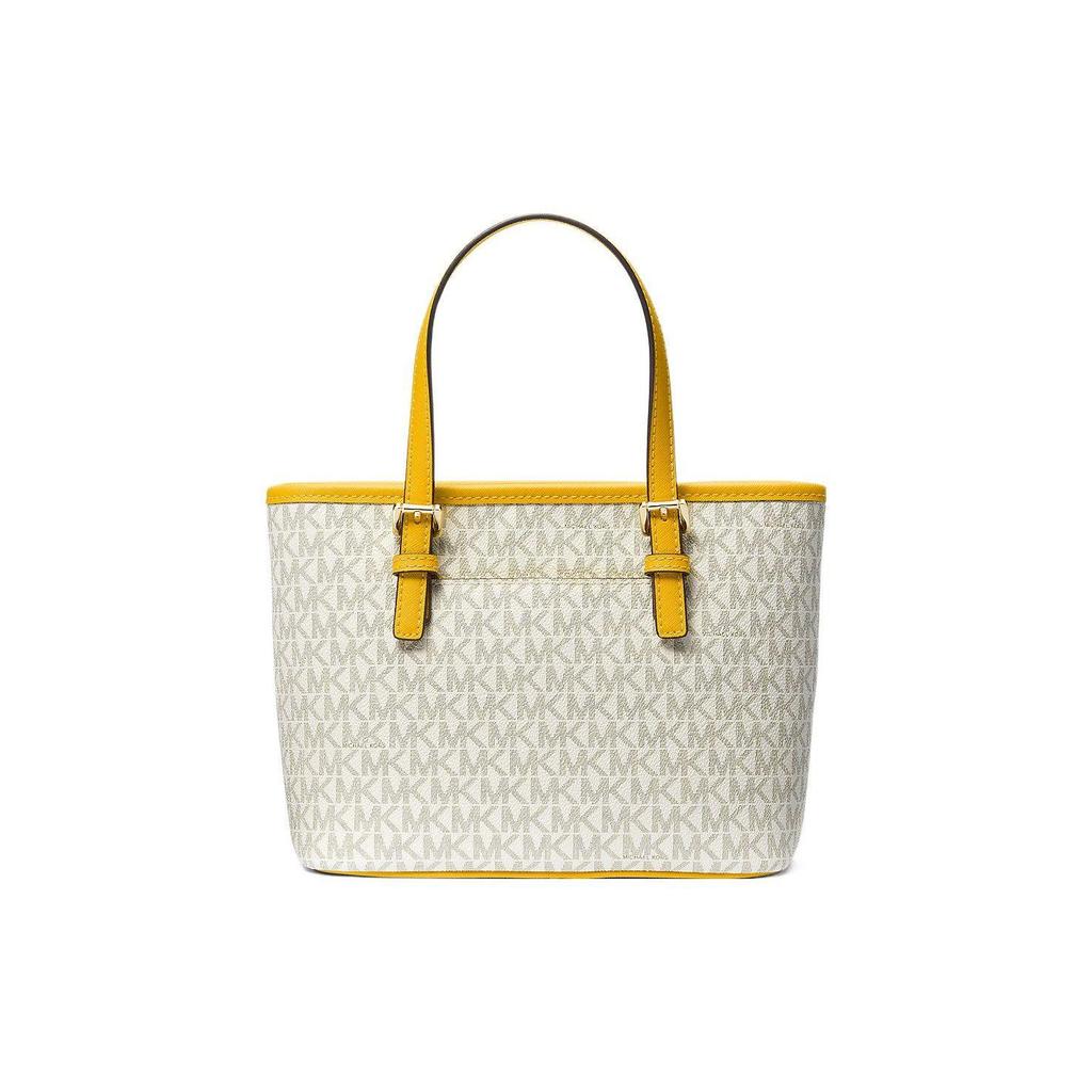 Michael Kors Mk Jet Set Monogram Vintage Tote Bag Shopping Bag Crossbody Coated Canvas Shoulder Handbag Mini Women Tote 35T9GTVTOB-JSMN-YLW-MLT