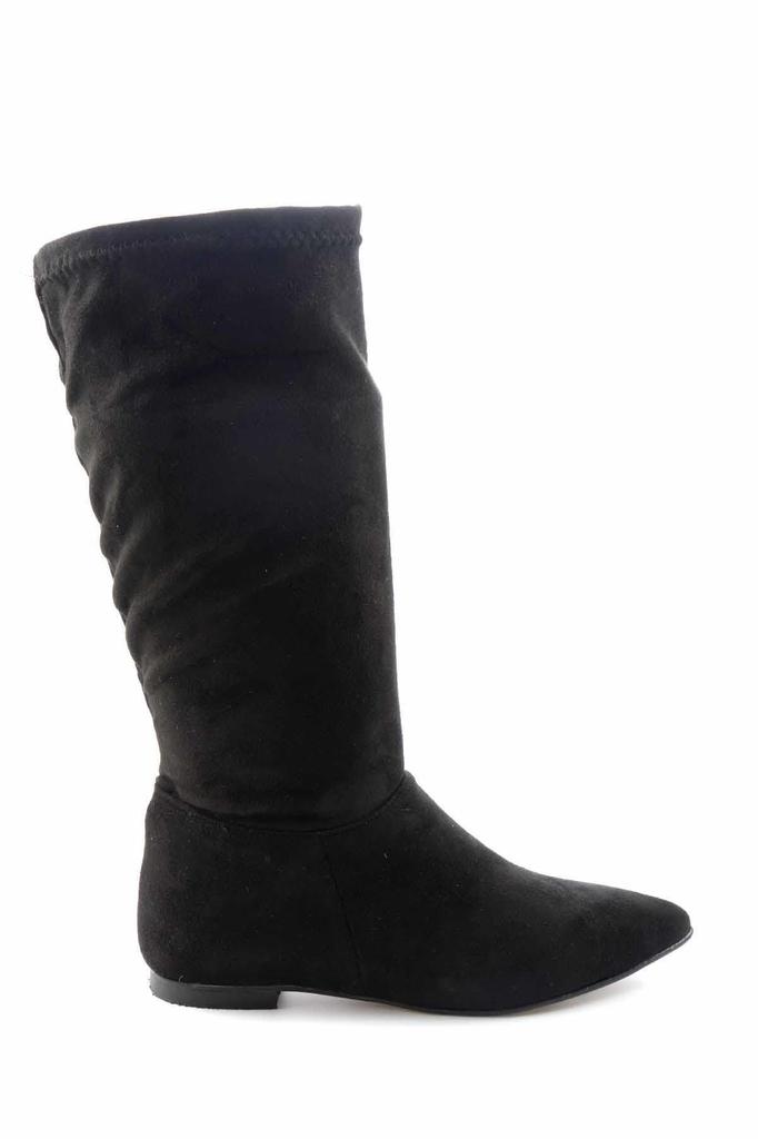 Moderne, stilvolle Modestiefel für Damen, Stiefel aus Kunstleder, Wildleder, schwarze Wildlederstiefel