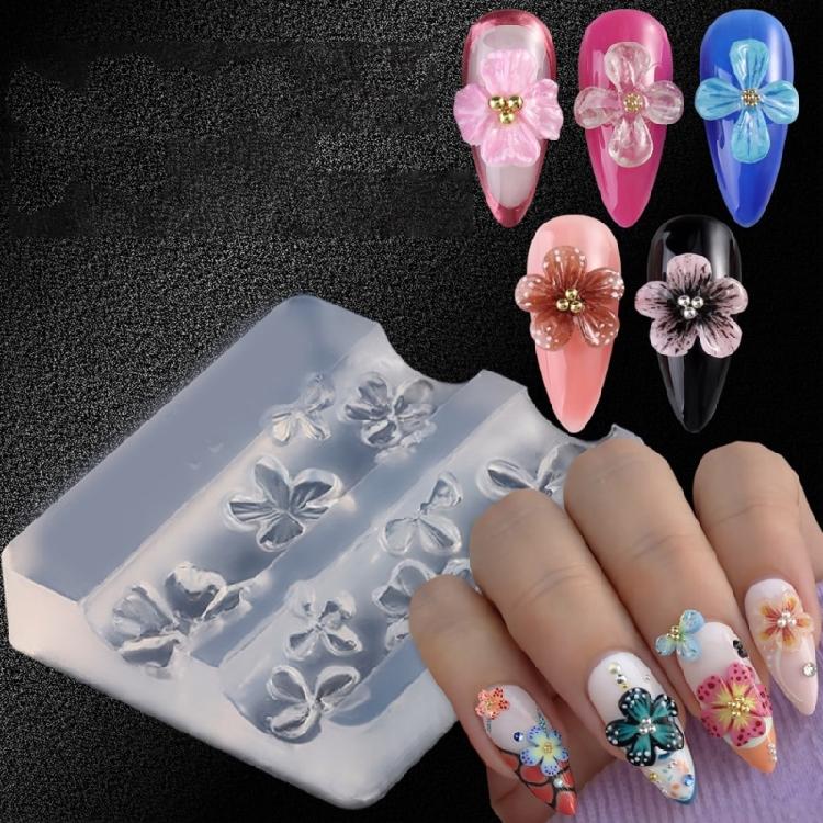 Multipurpose Nail Art Template Tool Flower Silicone Nail Art Mold Embossing Carving Templates for Nail Enthusiasts