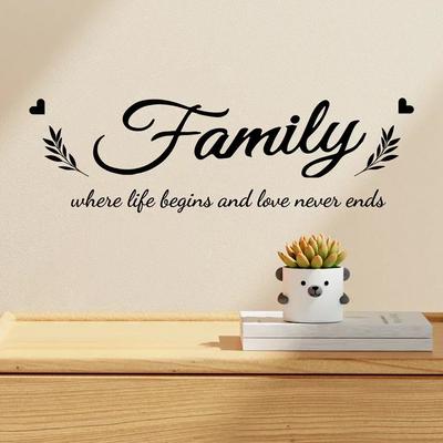Family Quotes Stickers Family Words Wall Stickers Bedroom Living Room 10cm*30cm*0.1cm Customizable Design Easy To Remove
