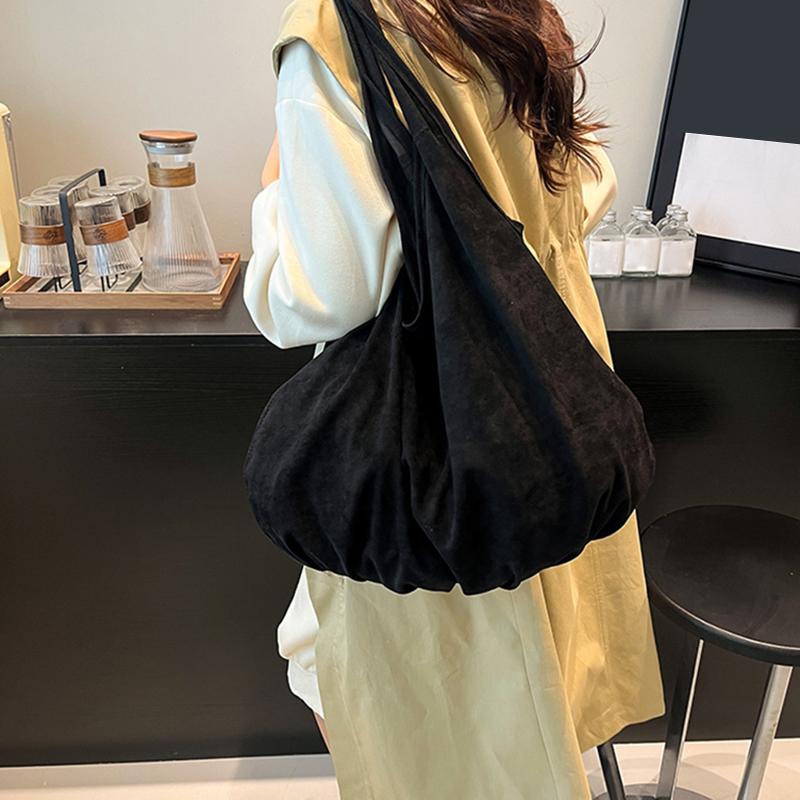 Yogodlns New Suede Tote Bag Women's Retro Matte Shoulder Bag High-end Large-capacity Commuting Versatile Shopper Handbags