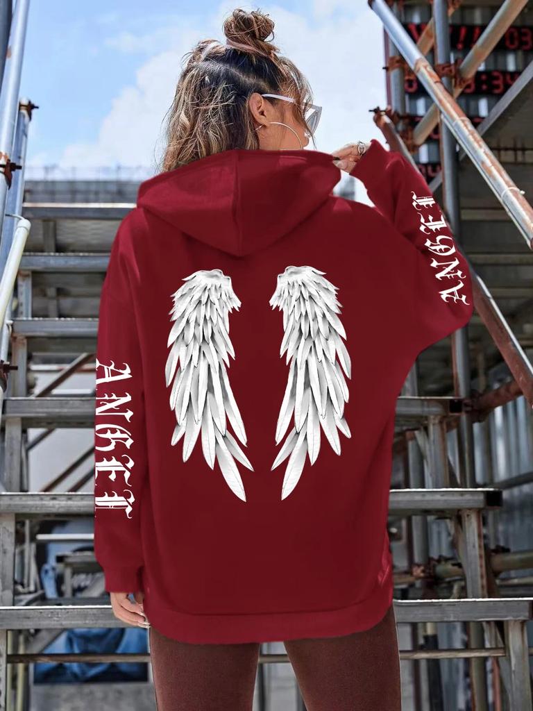 Beautiful Angel Wings Women's Hoodie Warm and Comfortable Casual Hoodie Fashion Classic Street Outdoor Sports Hoodie Loose