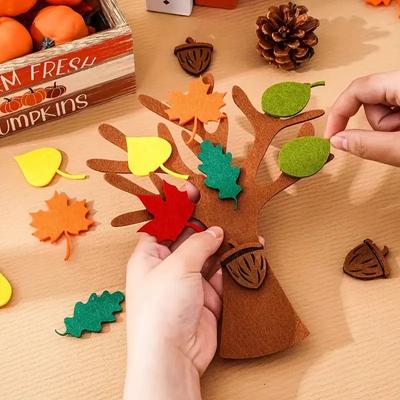 96pcs/set Handmade DIY Felt Tree Crafts Thanksgiving Party Gifts Autumn Home Decoration Christmas Wall Hanging Decor Supplies