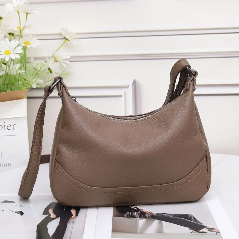 Top Grain Cowhide Leather Bag for Women Large Capacity Practical Dumpling Bag Versatile Shoulder Crossbody Purse for Daily Use
