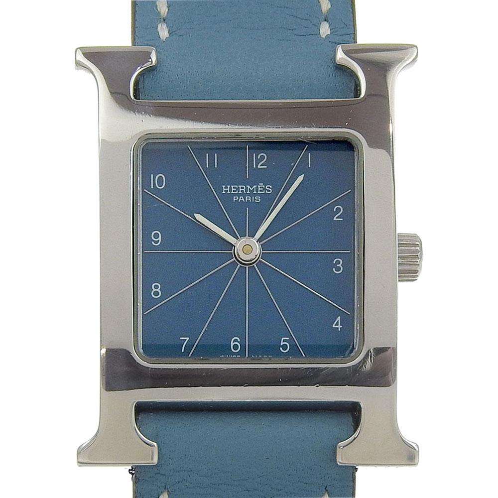 

HERMES Heure H watch Watches HH1.210 Blue geneDial Stainless Steel/leather Quartz Analog display Women Used