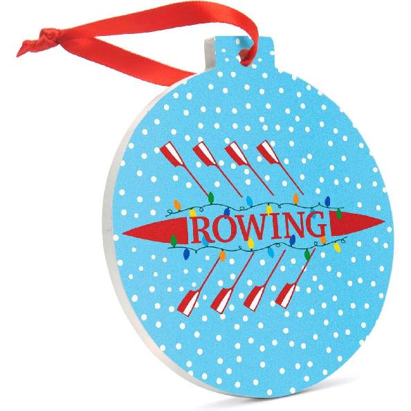 ChalkTalkSPORTS Crew Round Ceramic Ornament | Reindeer and Santa  TWAS The Night Holiday Lights