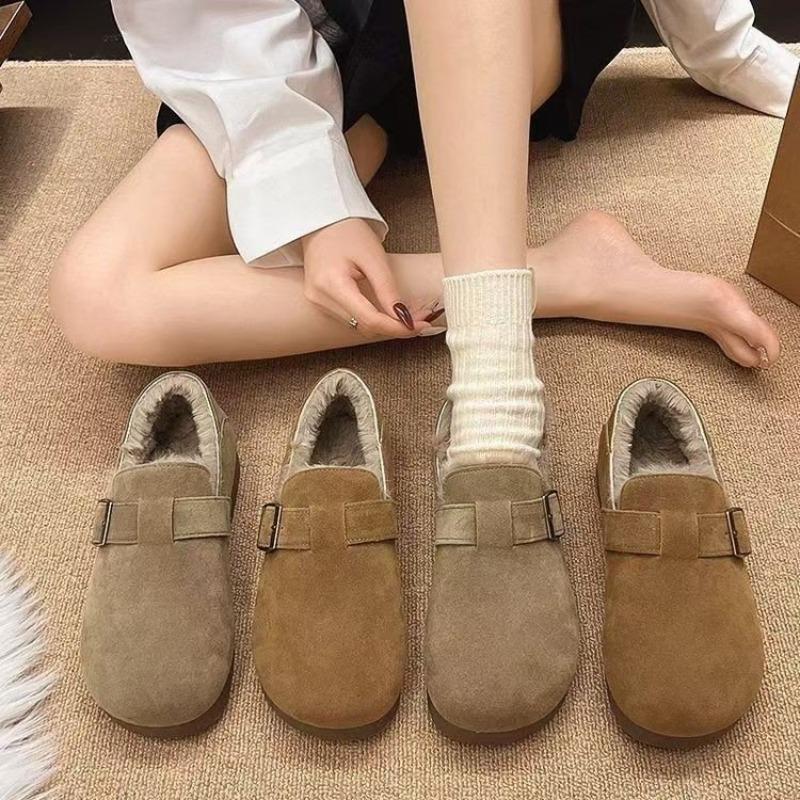 A New Retro Lazy Person with Fleece Shoes, A Warm Snow Cotton Shoe for Women