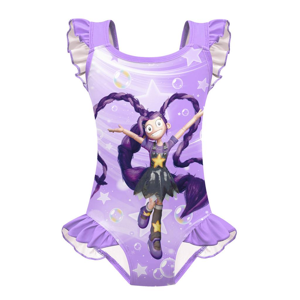 20868 Kids Girls Lily Lovebraids Print Sleeveless Swimsuit Swimwear 100cm