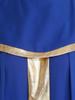 Complete Priest Cleric Costume Robe for Women S-XXL: Mock Neck Cassock with Metallic Patchwork Collar & Flared Sleeves