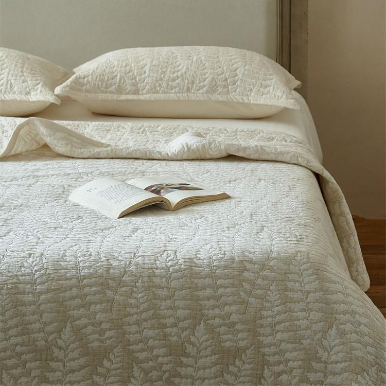 Japanese Style 3-Piece Quilt Set, Lightweight Breathable Cotton Linen Bedding, Vintage Solid Color Boho Bedspread, Home Decor