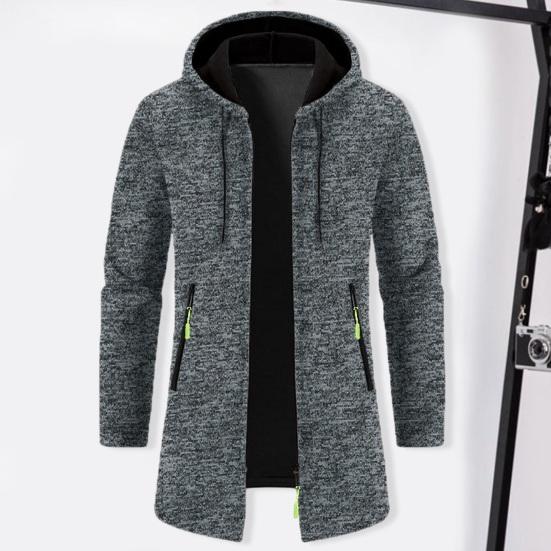 Chaqueta de Hombre Elegante Cárdigan con Cremallera y Capucha de Longitud Media Engrosada Ropa de Abrigo versátil para Otoño/Invierno