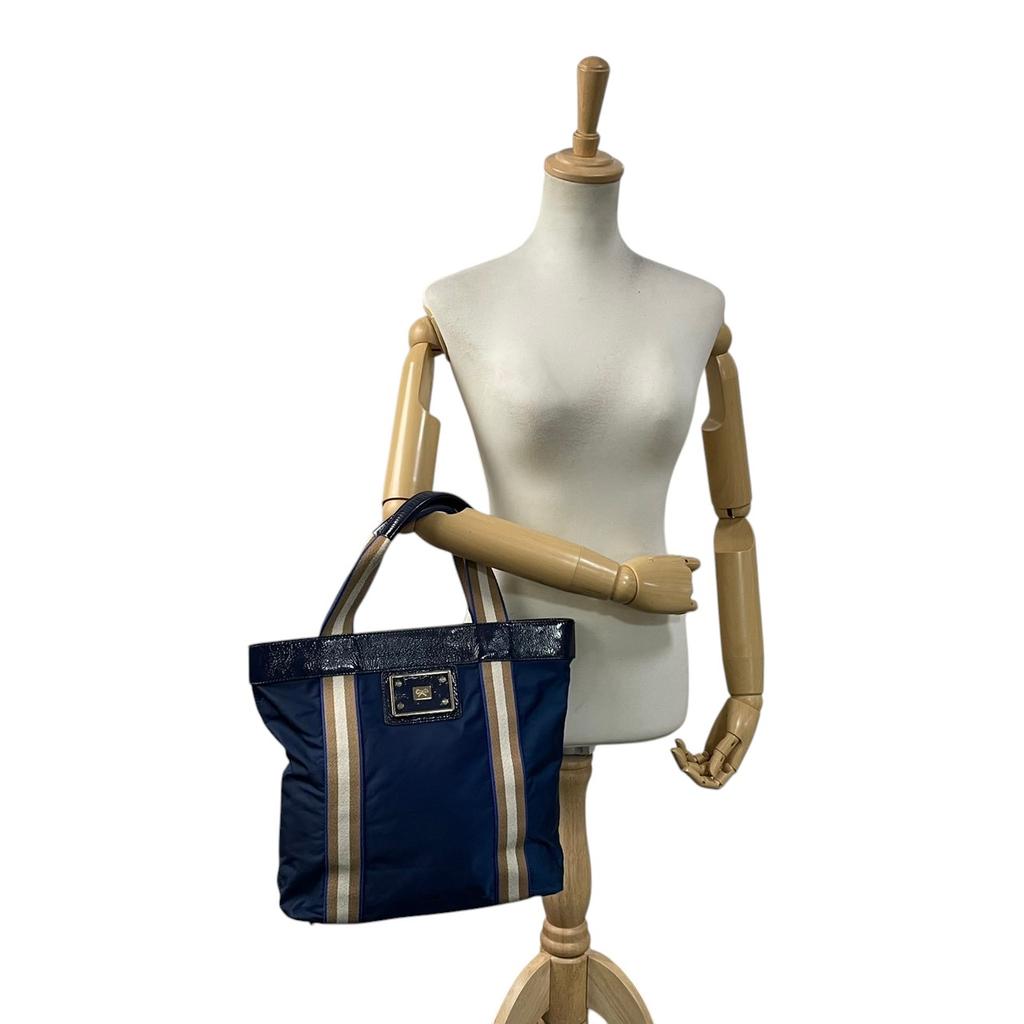 Used  Tote BagTote Bag Navy/beige Nylon/Patent Leather Women