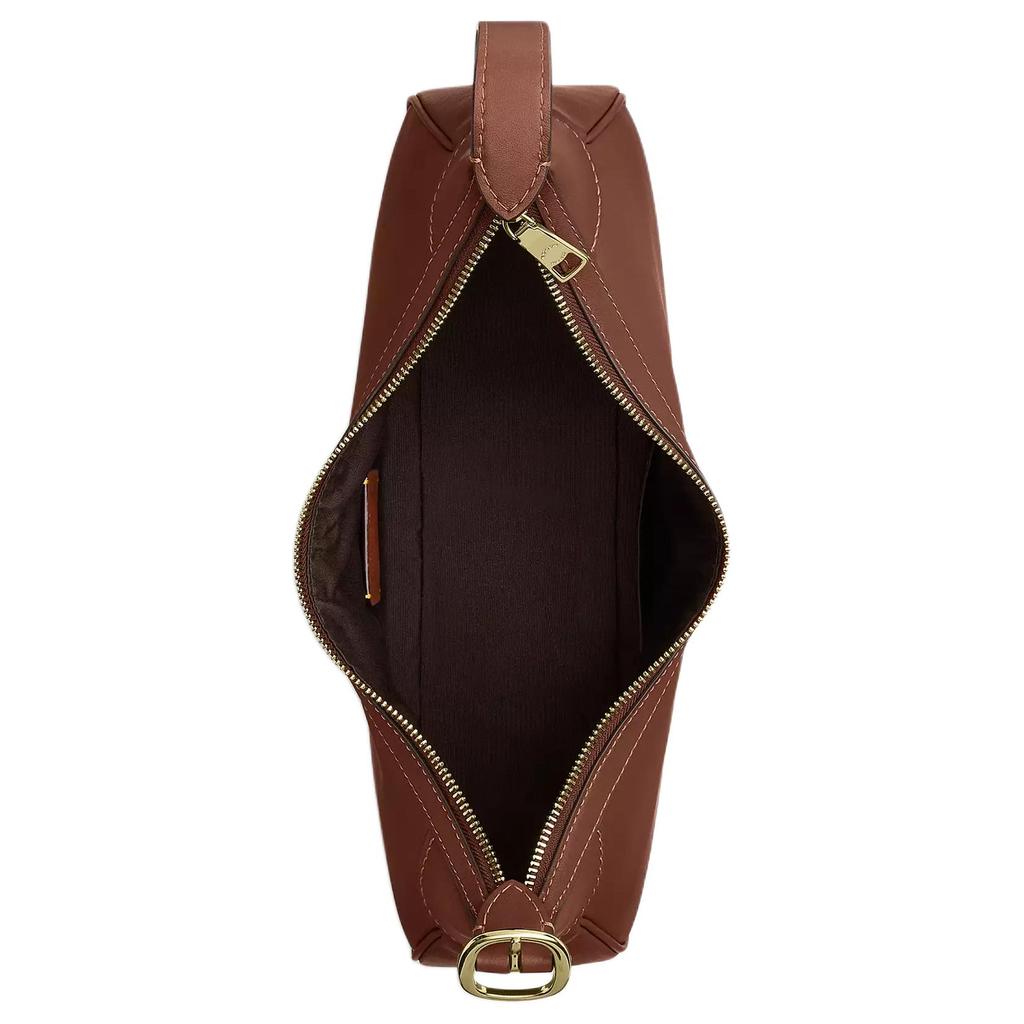 Coach Ella Metallic Accents Solid Design Leather Shoulder Bag Small Women Shoulder Bag Brown CDY38-IMR1W