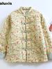 Handmade Pure Cotton Floral Embroidered Winter Coat for Women, Chinese Style, Warm Printed Patchwork Vintage Cotton