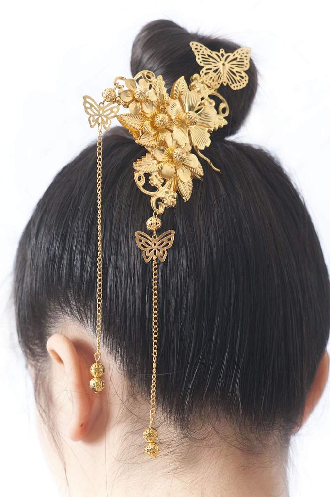 [Donnaly] Kanzashi Hairpin, Asian Style, Set of 2, Women's (ButterflyDouble Pin)