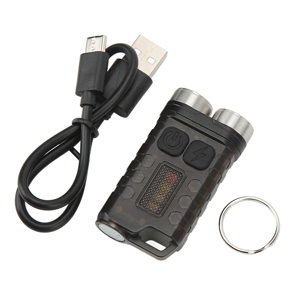 Mini Keychain Flashlight Portable 900LM USB Charging Small Flashlight for Outdoor Camping Black
