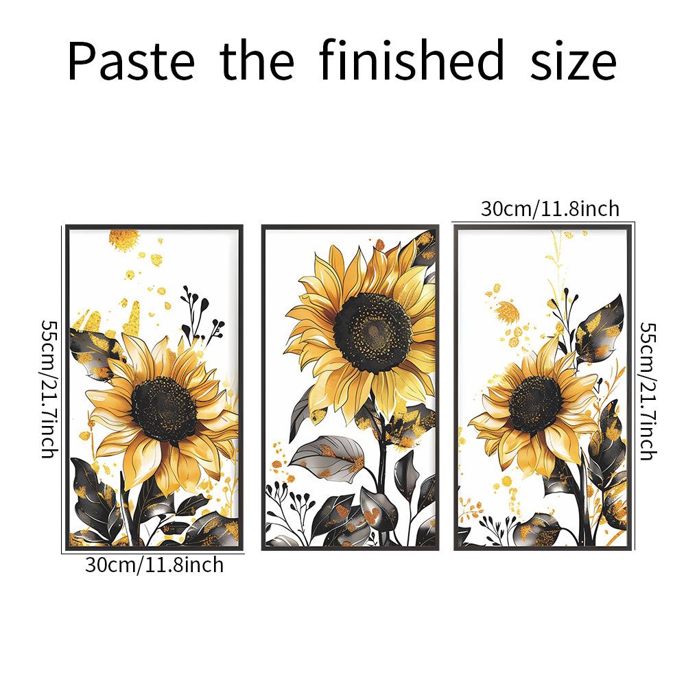 

Fun-f241 Подсолнух Триптих Спальня Гостиная Кабинет Фон Ландшафтный Дизайн Наклейка На Стену 30*55CM*3PCS/fun-f241
