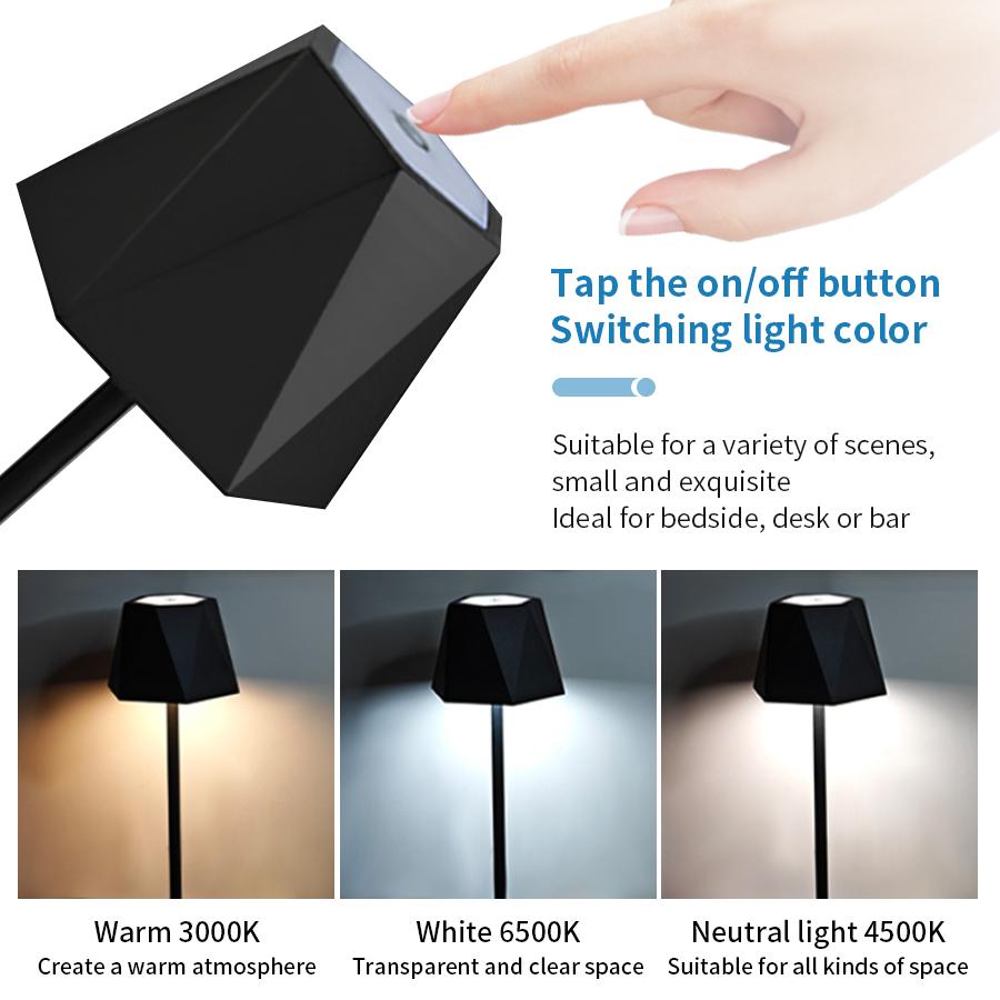 Table Led Lamp For Bedroom Rechargeable Wireless Desk Lamp Office Study Light Bedside Table 3colors Movable Touch Lamp Led Light