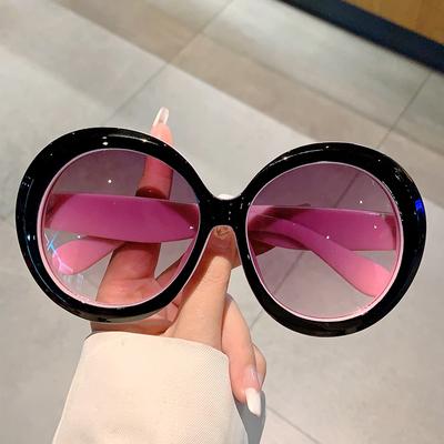 Occhiali da Sole Rotondi Oversize Donna Uomo Lusso Designer Vintage Punk Lenti Rosa Montatura Grande Occhiali da Sole Popolari Occhiali