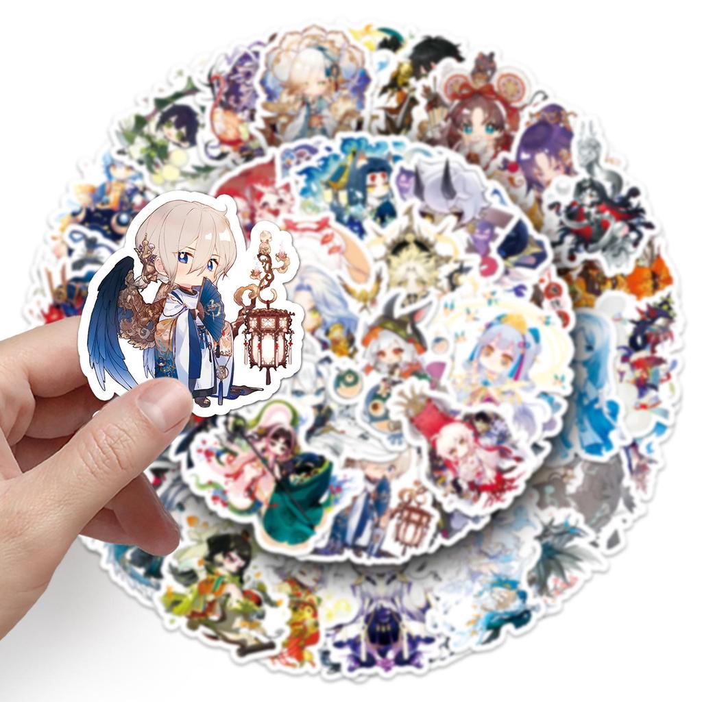 50 Sheets Q Version Onmyoji Game Stickers - Cute Character HD Color Car Helmet DIY Guka Stickers