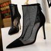 Shoes Mesh Hollow Women Boots Smmer Breathable Sandals Boots High Heels Stiletto Pointed Toe Short Boots Party Shoes NEW