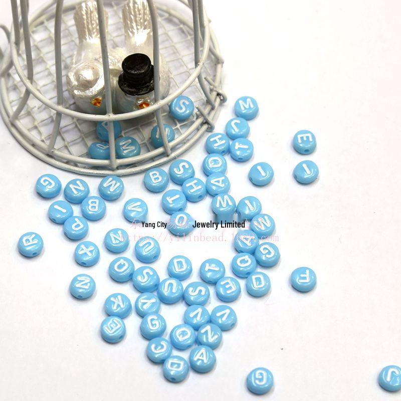 

Colorful 7MM Flat Round Acrylic Letter Beads for DIY Jewelry Yellow with White Letters