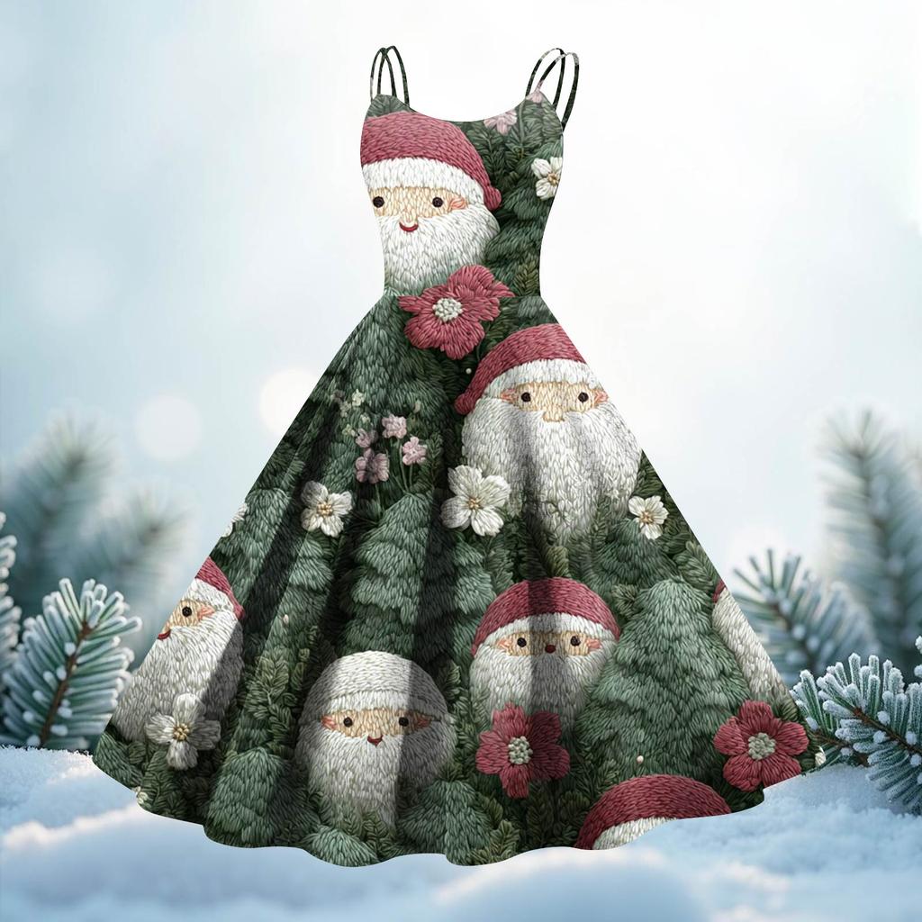 Women's Fashion Christmas Printed Sexy Strapless Gothic Cocktail Dress Punk, Vintage Dress.