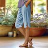 Pants For Women Casual Summer Solid Color Elastic High Waist Cotton And Linen Loose  Pants Drawstring Pocket Mid Leg Pants