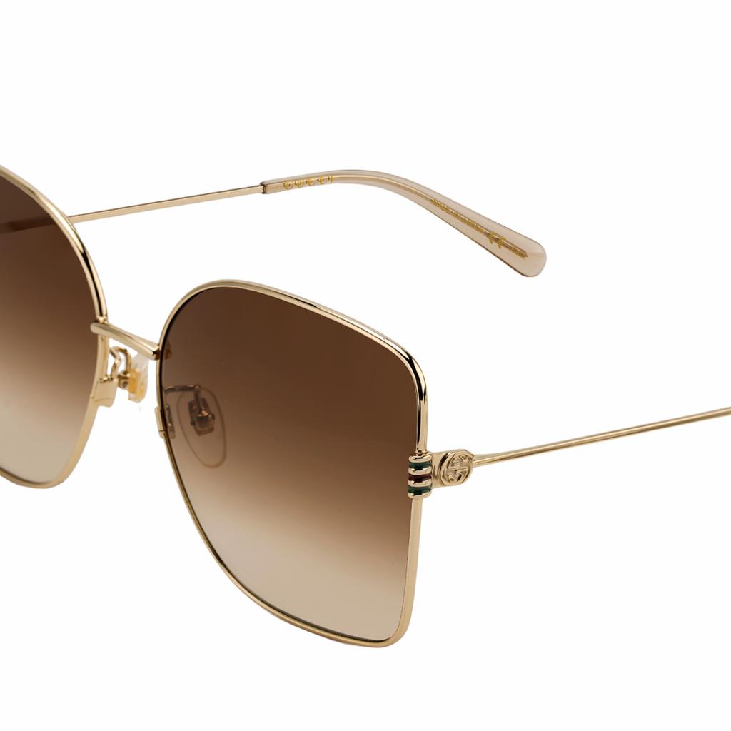 GUCCI alloy frame gold frame brown lenses alloy irregular sunglasses women's models