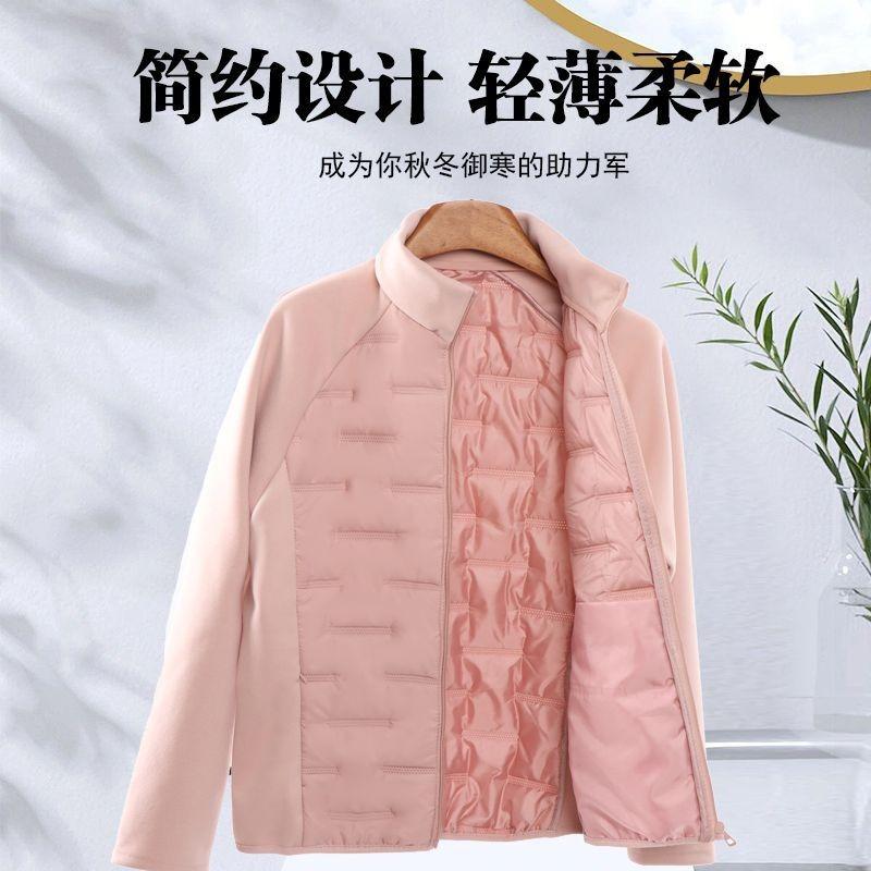 

Осенне-зимняя утолщенная хлопковая куртка с вставками для женщин, воротник-стойка, плюс бархат, приталенный крой, теплая флисовая толстовка для женщин XXL розовый