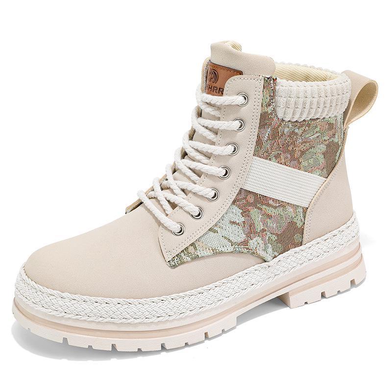 Retro Couple Style Lace-Up Martin Boots - Men's High Top Thick Sole Casual Shoes