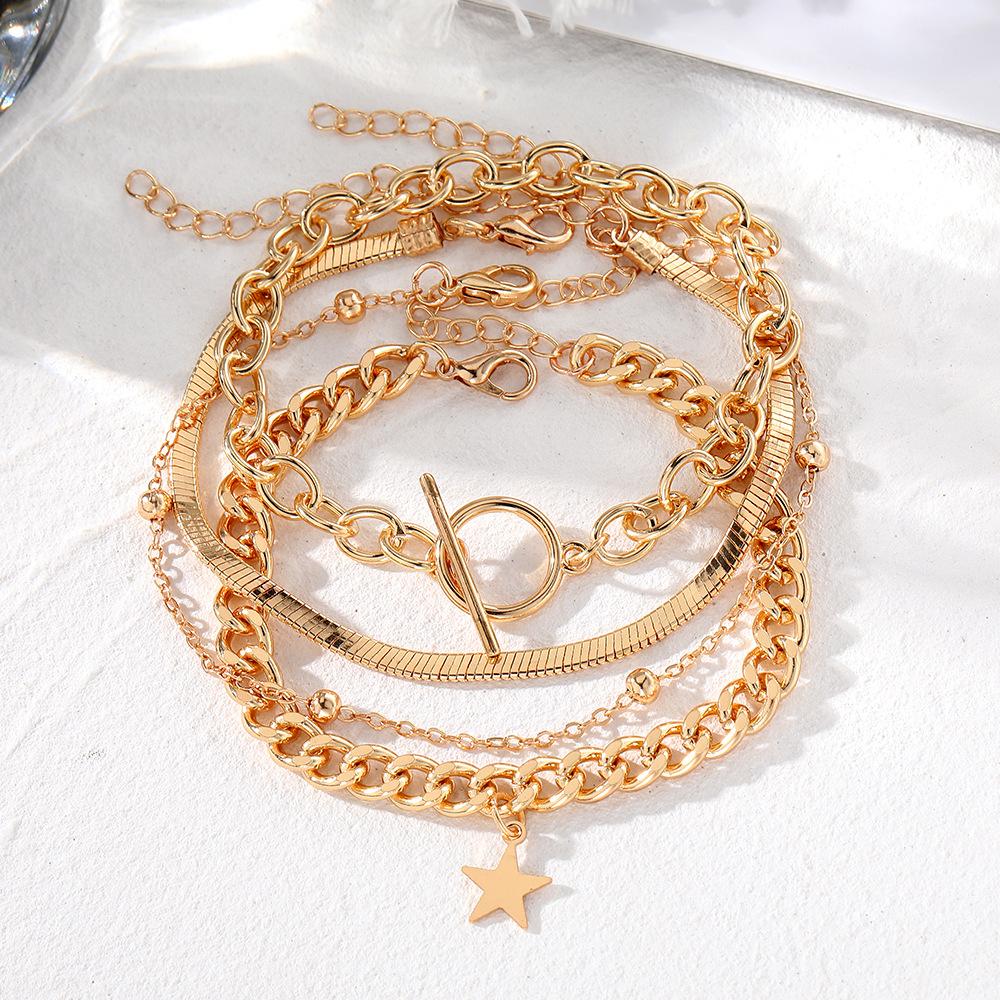 Ladies Five-Star Rhinestone Bracelet Set