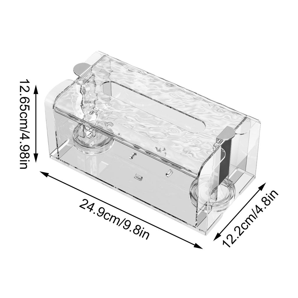 Suction Cup Tissue Box High Capacity Tissue Box Suitable Waterproof Designer Ripple Tissue Box Bathroom Kitchen Tissue Storage
